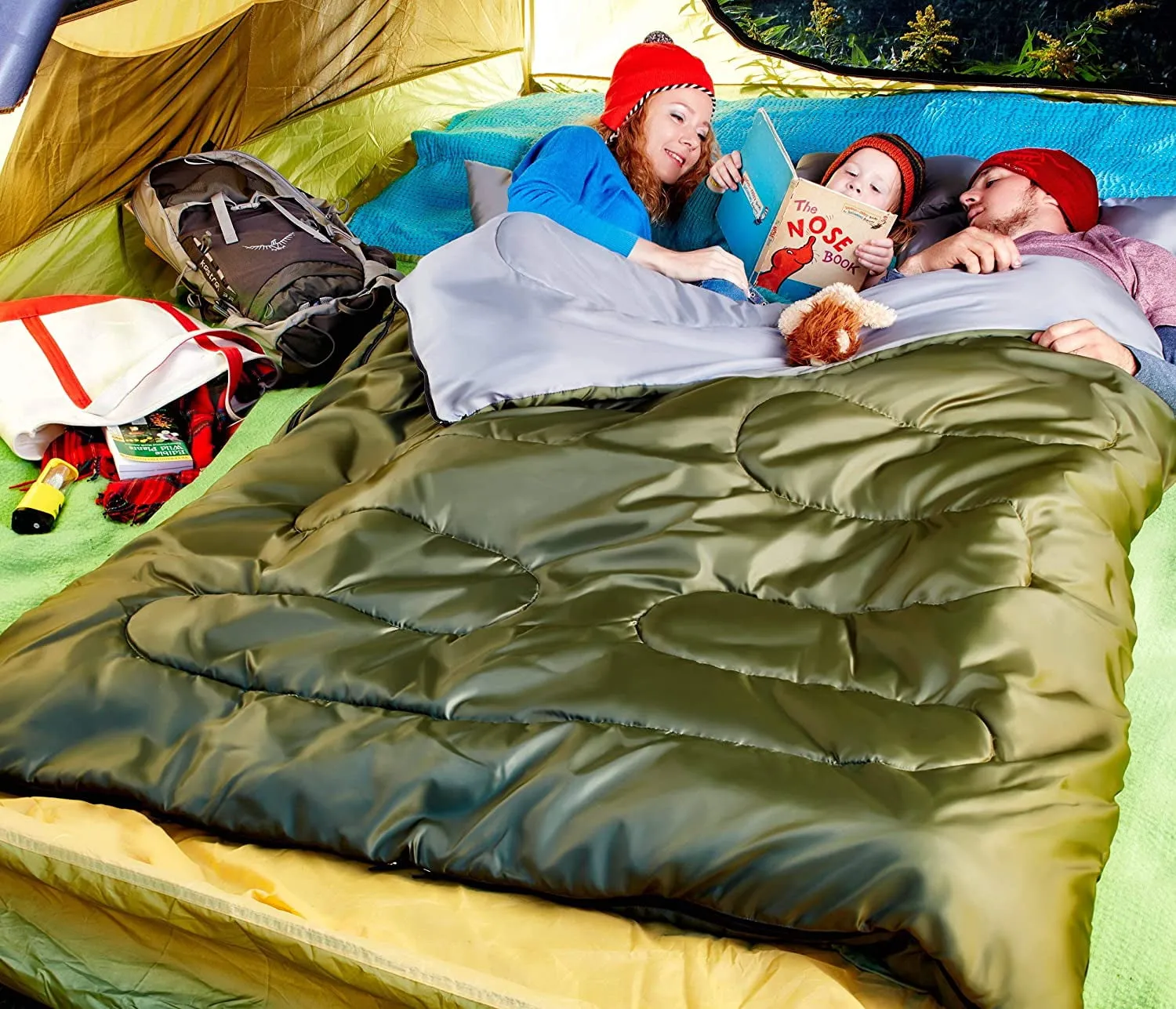 Sleepingo Double Sleeping Bag for Backpacking, Camping, Or Hiking. Queen Size XL! Cold Weather 2 Person Waterproof Sleeping Bag for Adults Or Teens. Truck, Tent, Or Sleeping Pad, Lightweight