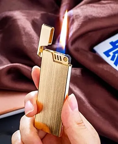 Slime Soft Flame Copper Brass Cigar Lighter, Refillable Butane Lighter with Adjustable Flame Dial, Great Gift for Men