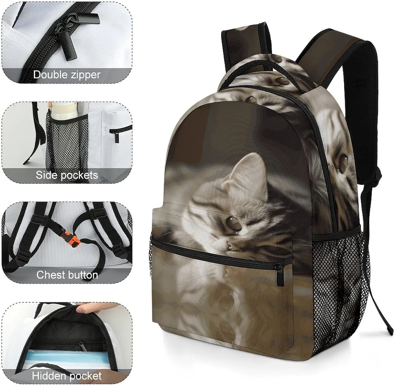 Small Backpacks Personalized Sleeping Small Animals Printing Travel Bag Lightweight Travel Backpack For Women Men