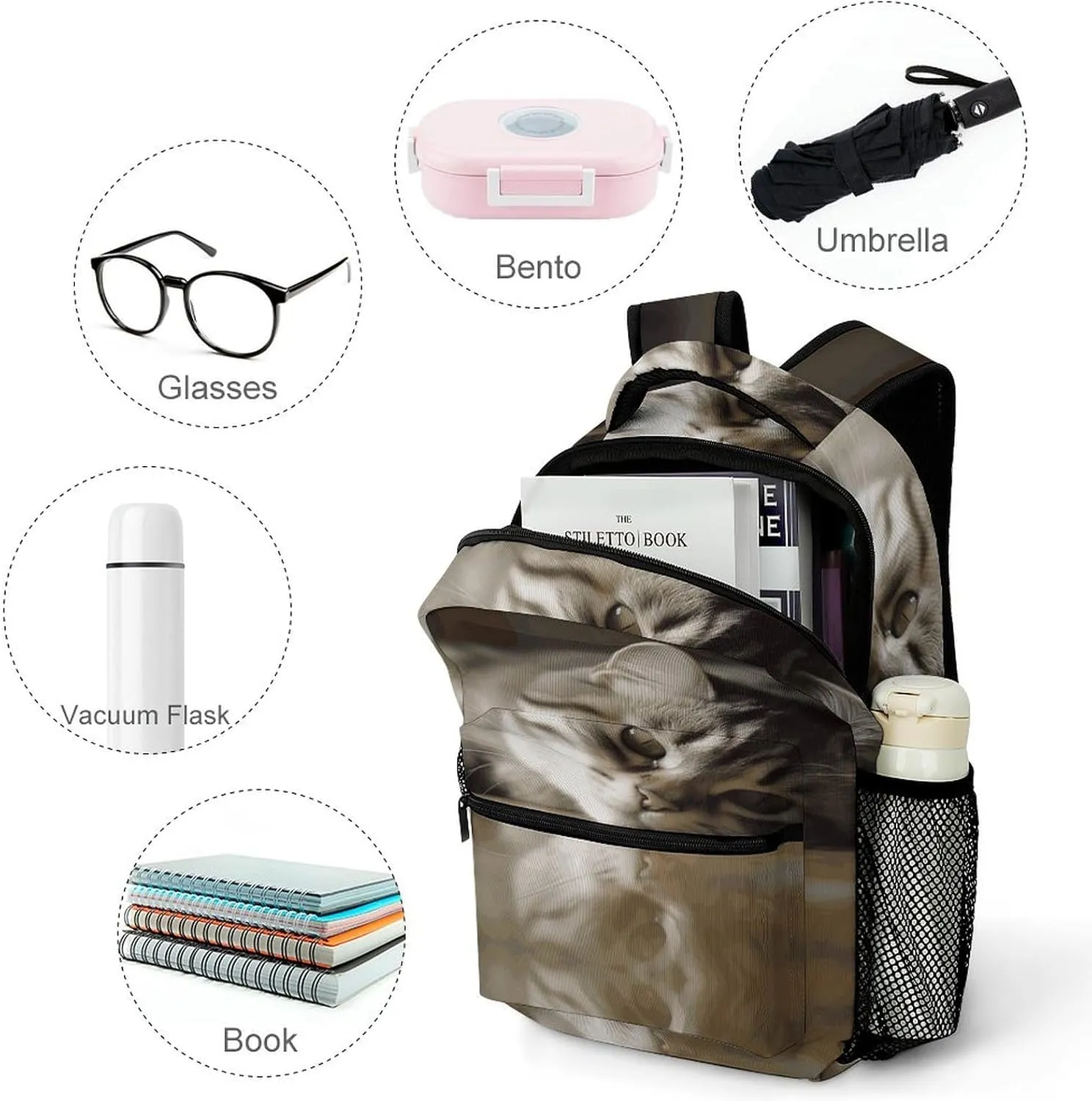 Small Backpacks Personalized Sleeping Small Animals Printing Travel Bag Lightweight Travel Backpack For Women Men