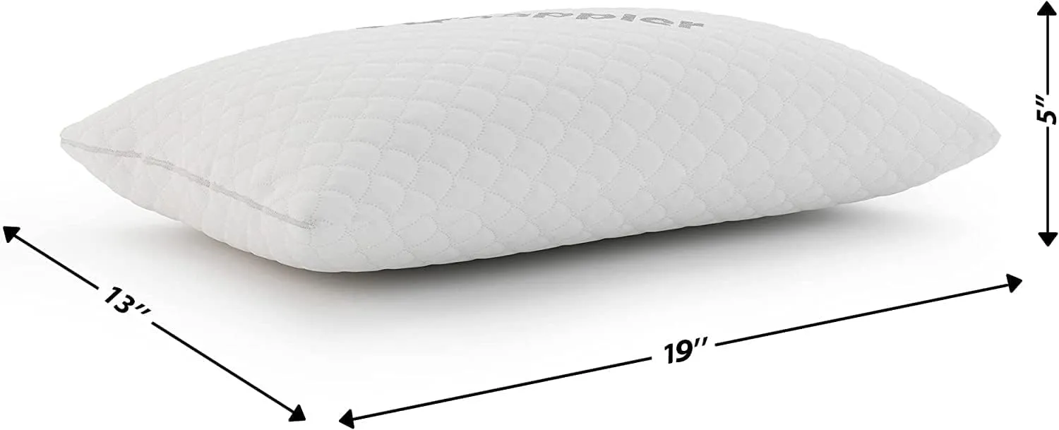 Small Shredded Memory Foam Pillow for Travel and Camping - Compressible Medium Firm Bed Pillow, Contoured Support, Breathable Cover, Machine Washable, Ideal Backpacking, Airplane and Car