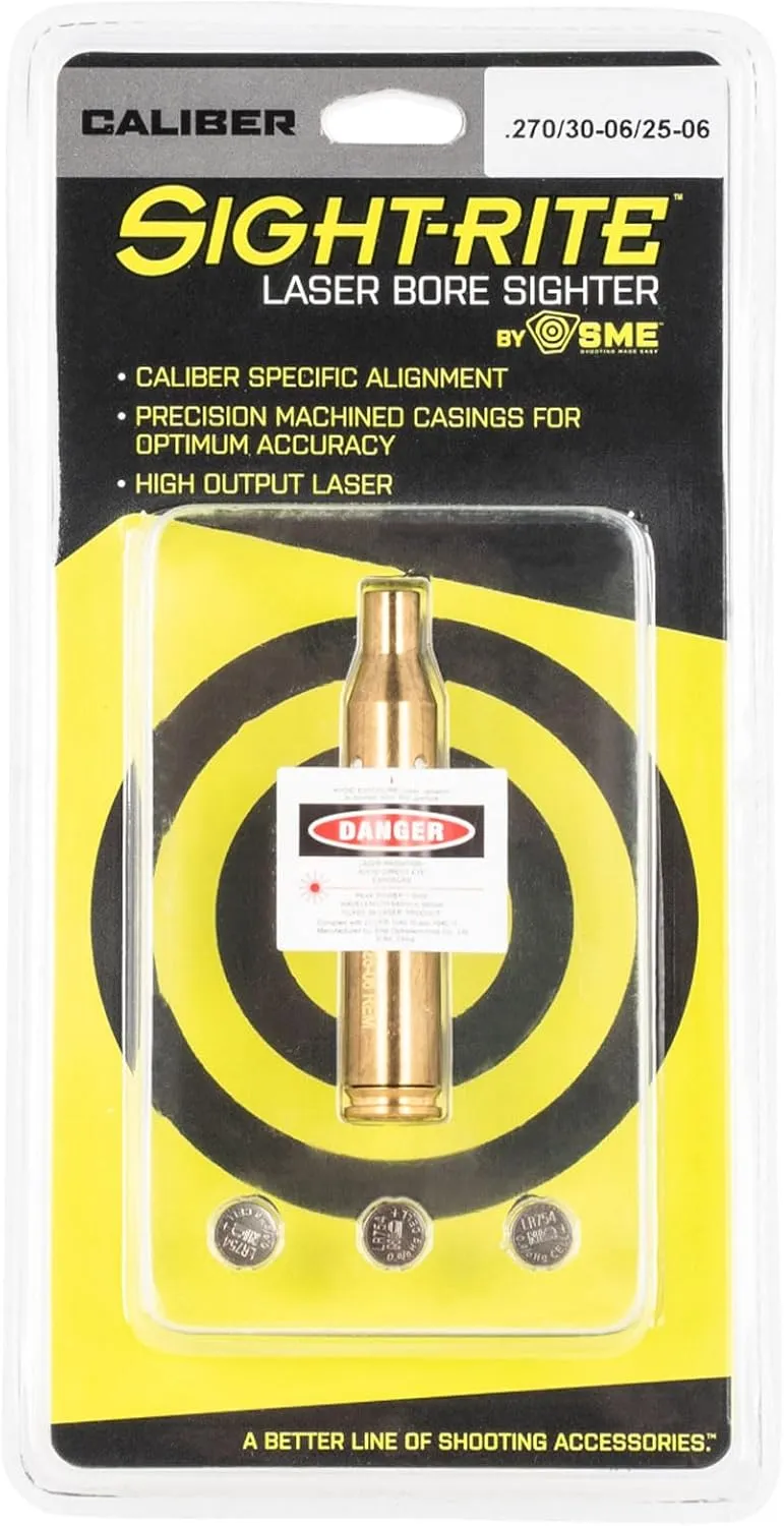 SME Sight Rite Durable Shooting Hunting Accesories Brass Casing Bullet Laser Bore Sighting System | Batteries Included