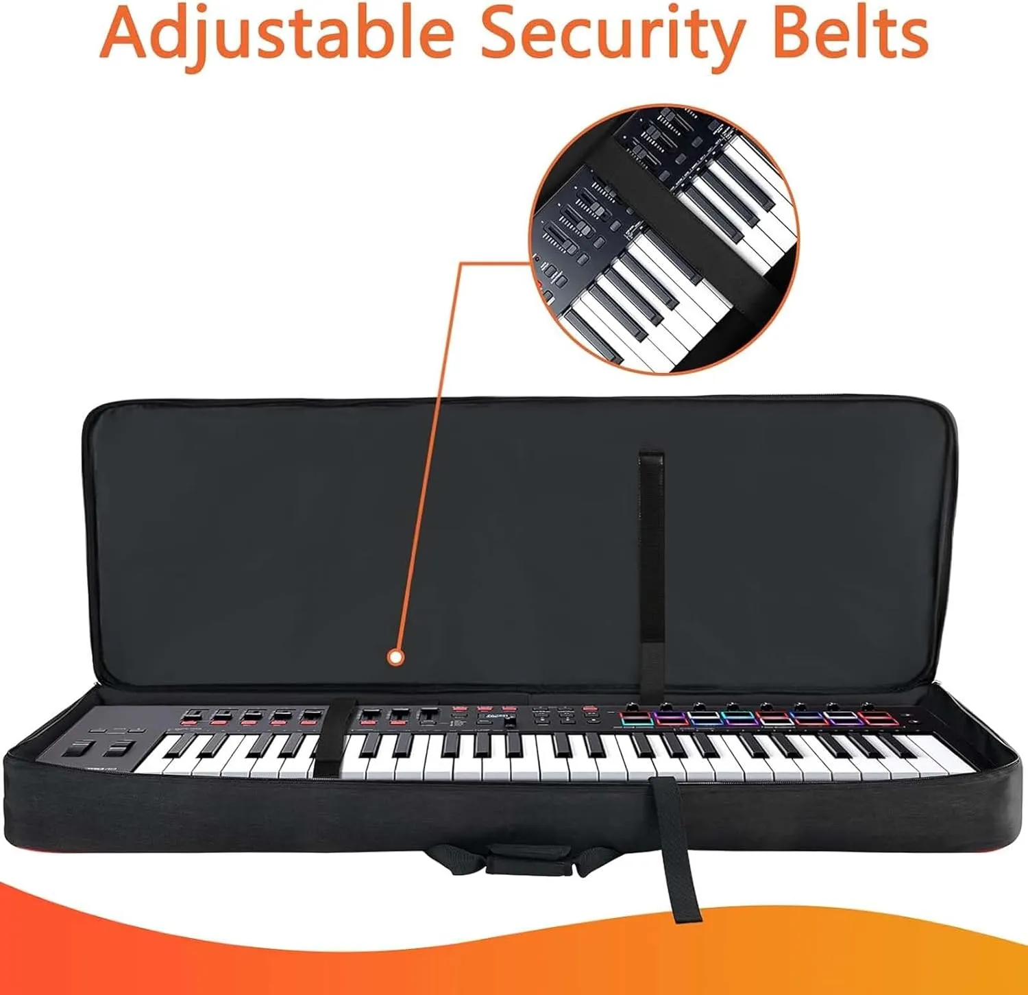 SNIGJAT 49 Key Keyboard Case Soft, Piano Bag with Padded Pockets for Instrument Parts and Accessories, Waterproof Keyboard Bag with Handle and Adjustable Shoulder Straps (Interior: 33.5"x 12.4"x3.9")