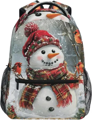 Snowman Birds School Kids Backpack for Boys Girls Laptop Backpack Lightweight Travel Bag for Women Men