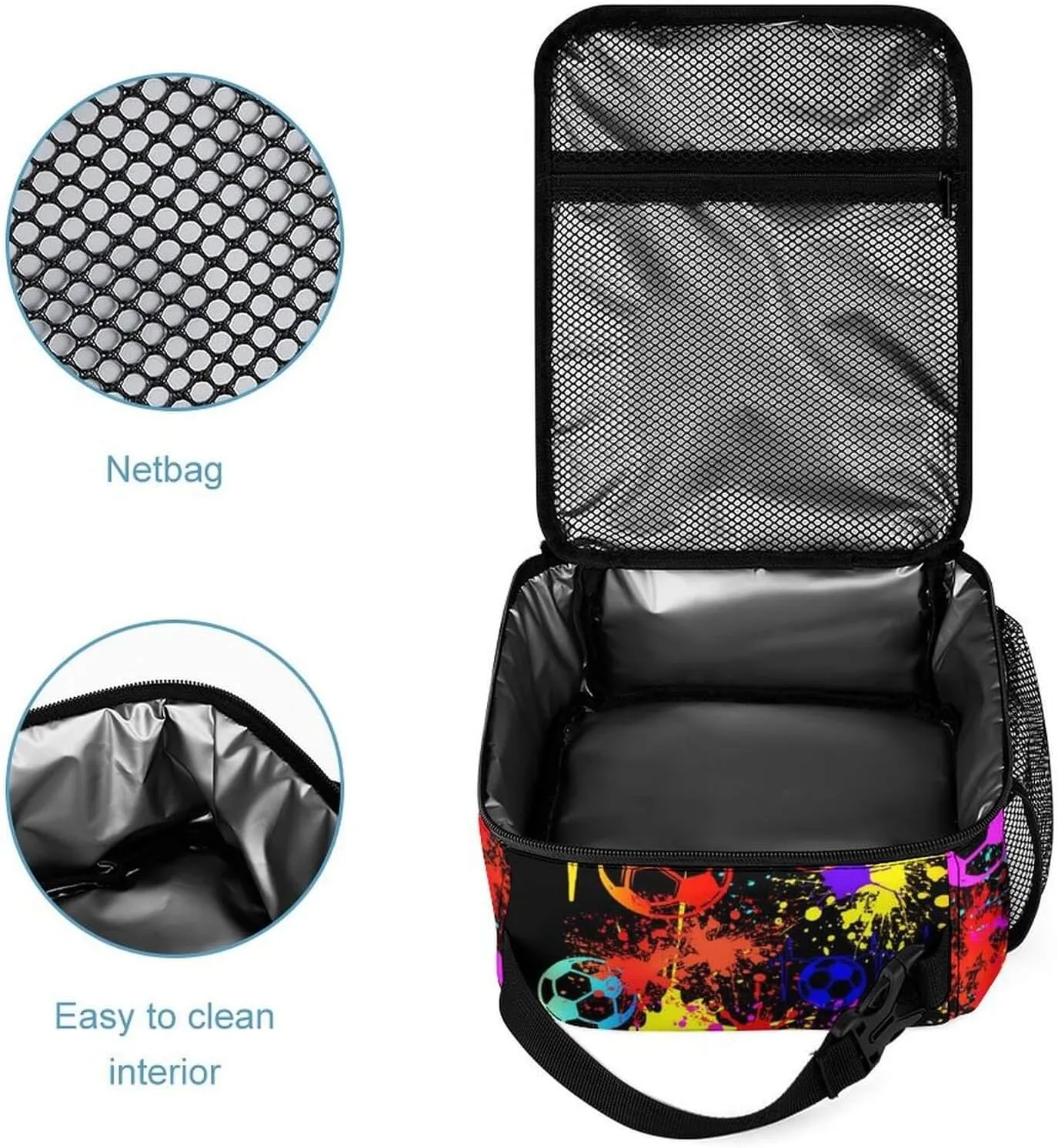 Soccer Backpack with Lunch Box & Pencil Case for Kids Girls Boys School, 16 Inch Cool Soccer Bookbag, School Backpack for Students Children, sustainable, Lightweight, Large Capacity