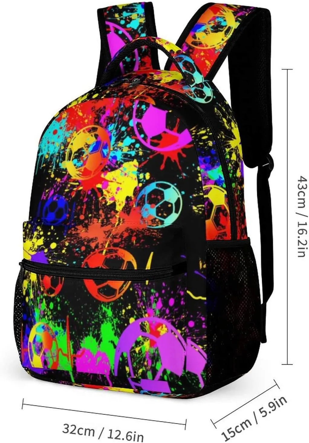 Soccer Backpack with Lunch Box & Pencil Case for Kids Girls Boys School, 16 Inch Cool Soccer Bookbag, School Backpack for Students Children, sustainable, Lightweight, Large Capacity
