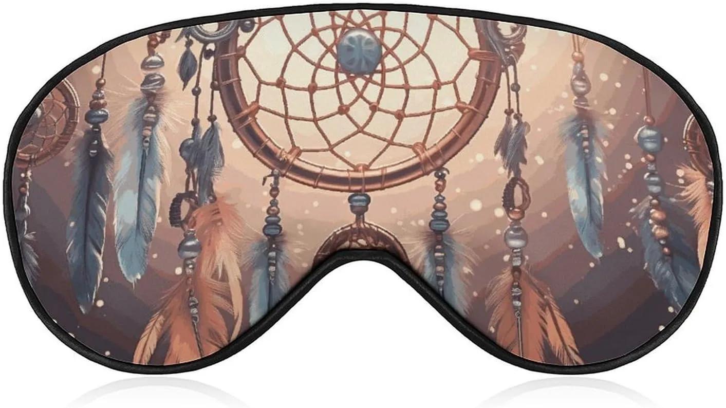 Soft Comfortable Eye Mask Native American Dream Catcher Printed Night Sleeping Eye Masks Eye Patches Eye Cover Light Blocking Blindfold for Office Nap Travel