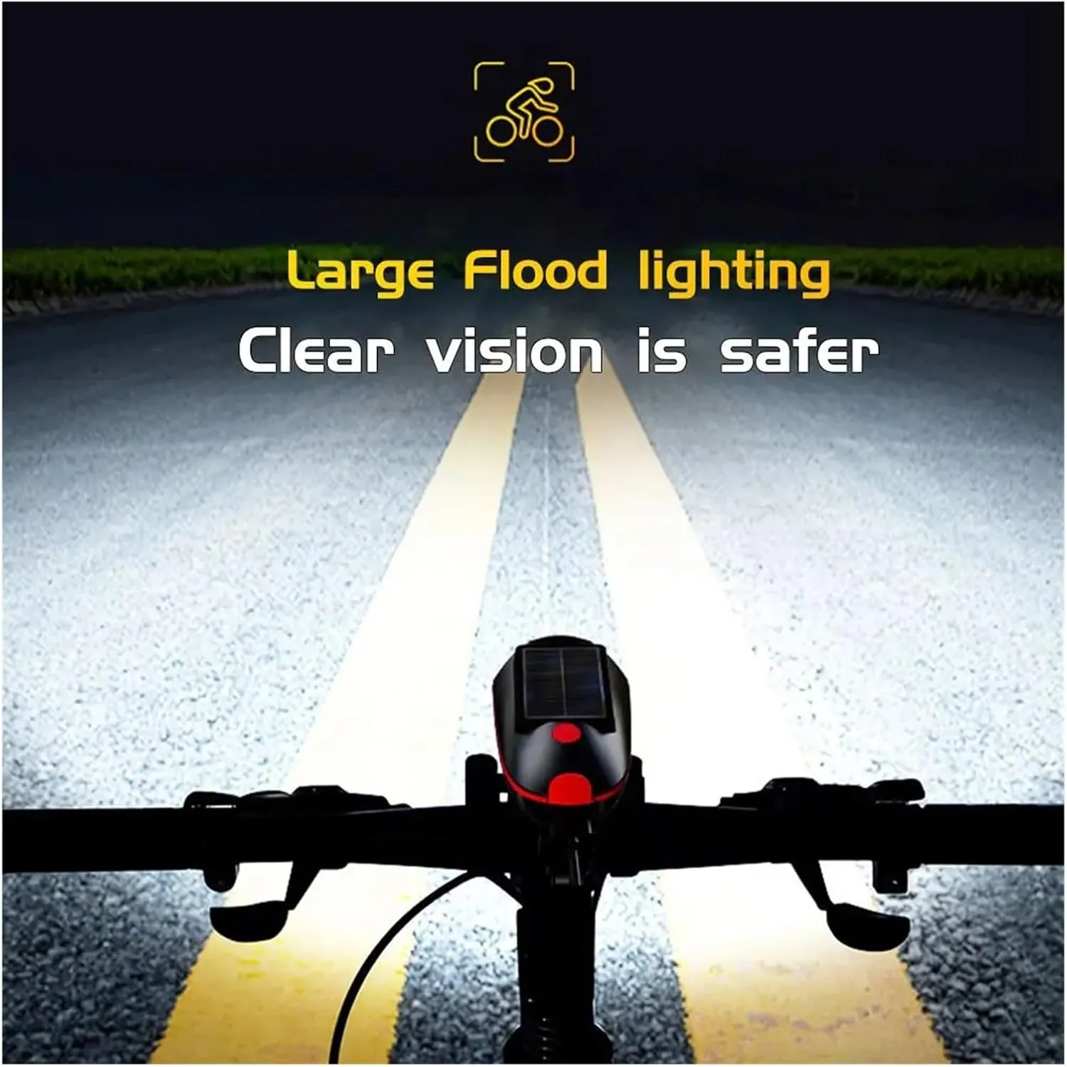 Solar Bicycle Headlight USB Rechargeable Mountain Bike Solar Headlight with Speaker for Night Riding Waterproof Bicycle Accessories