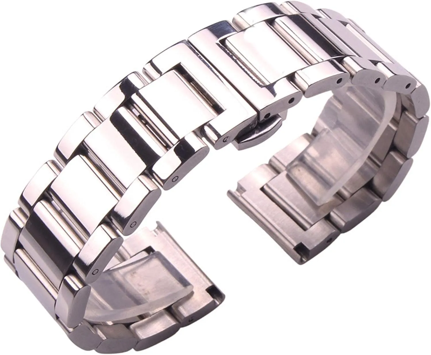 Solid 316L Stainless Steel Watch Strap Silver 18mm 20mm 21mm 22mm 23mm 24mm Metal Watch Strap Bracelet Wrist Watch Bracelet