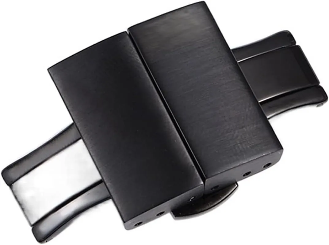Solid Double Push Button Fold Stainless Steel Watch Buckle Butterfly Deployment Clasp Watch Strap 18mm 20mm 22mm Watch Buckle (Color : Preto, Size : 22mm)