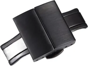 Solid Double Push Button Fold Stainless Steel Watch Buckle Butterfly Deployment Clasp Watch Strap 18mm 20mm 22mm Watch Buckle (Color : Preto, Size : 22mm)