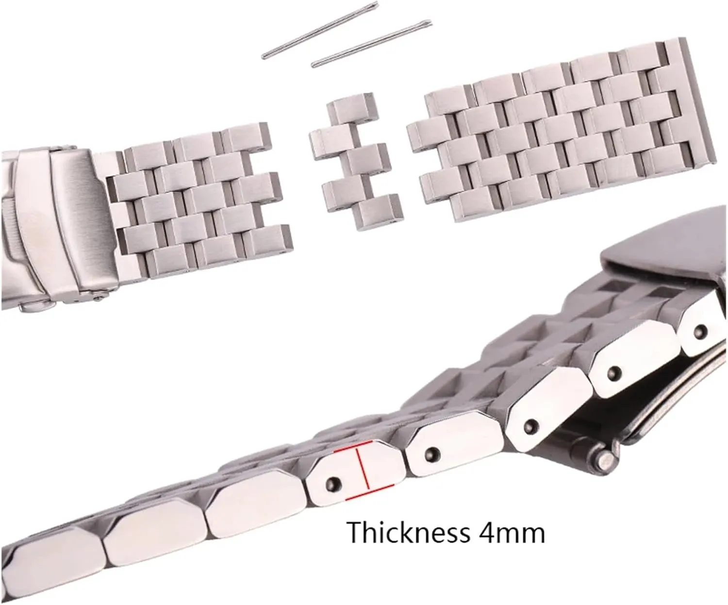 Solid Stainless Steel Watch Strap Bracelet 18mm 20mm 22mm 24mm Women Men Silver Brushed Metal Watchband Accessories