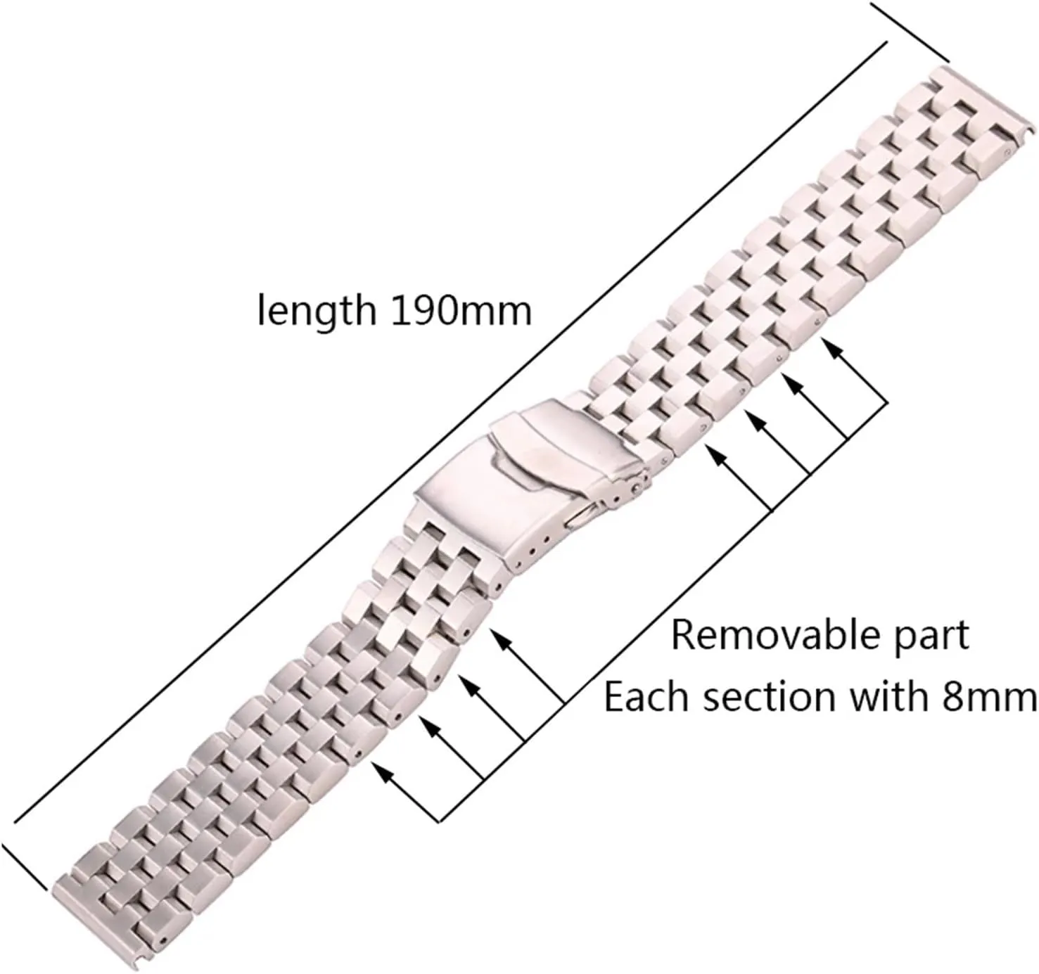 Solid Stainless Steel Watch Strap Bracelet 18mm 20mm 22mm 24mm Women Men Silver Brushed Metal Watchband Accessories