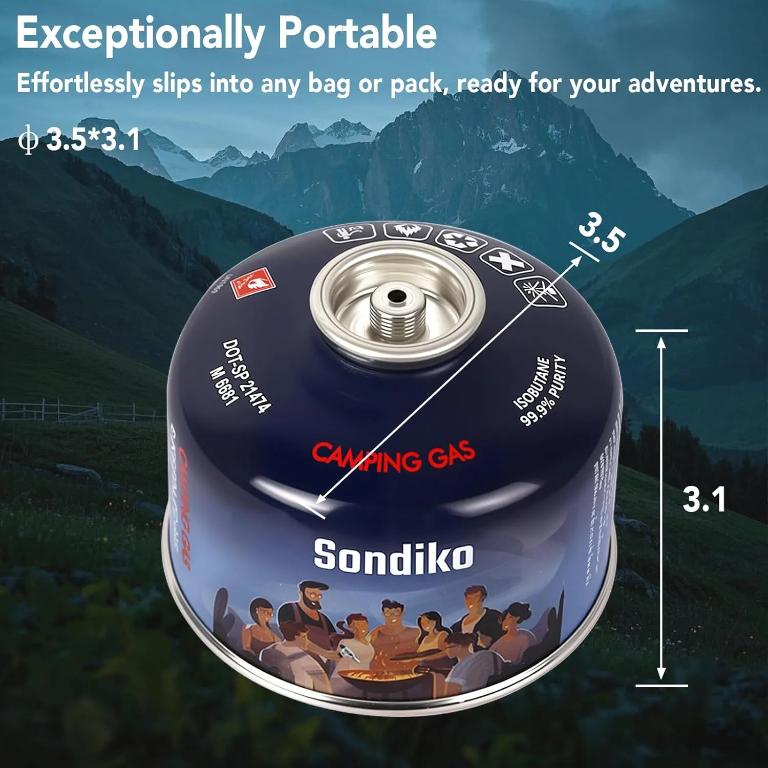 Sondiko Iso Butane Fuel Canister 100g 4 Pack, Camping Stove Fuel