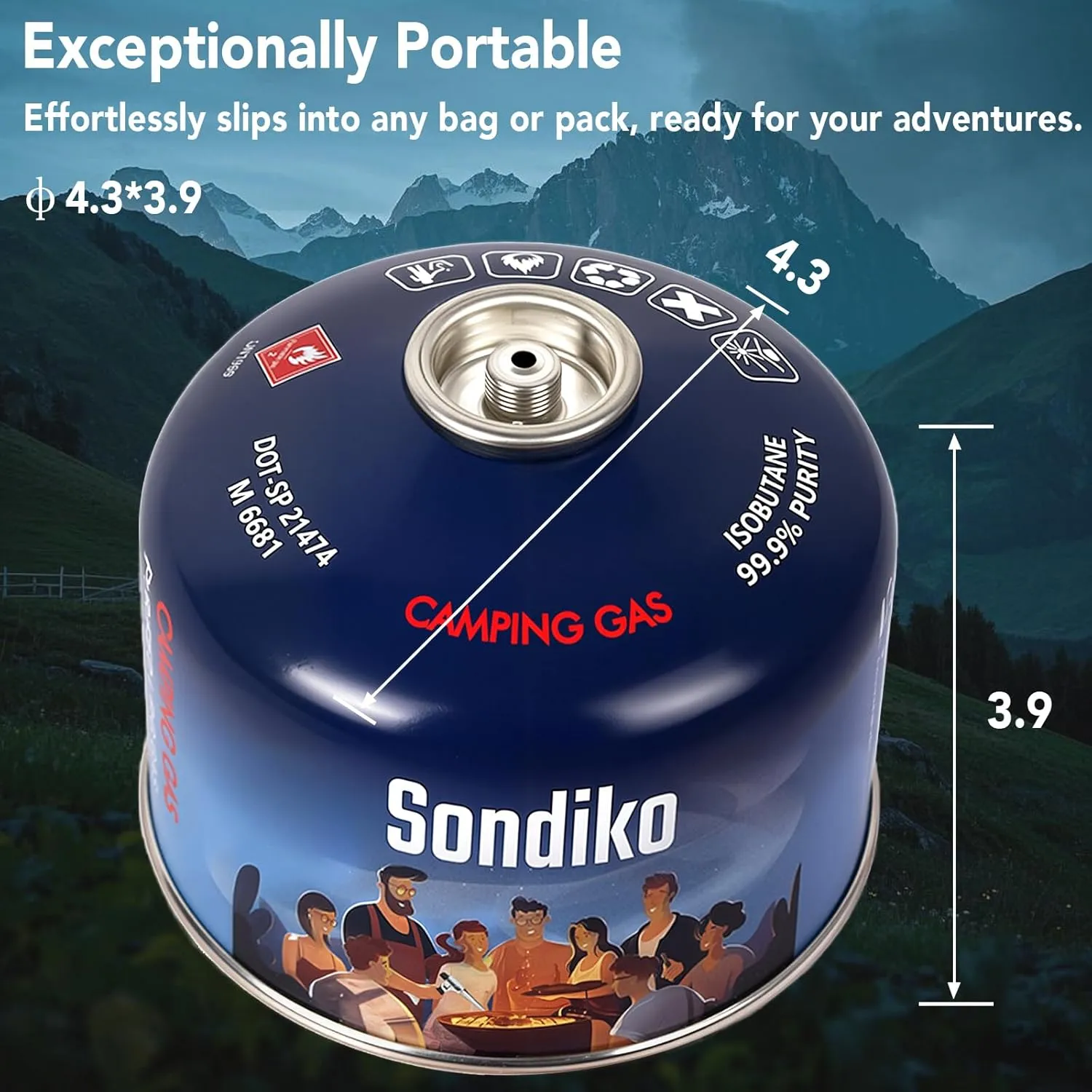 Sondiko Iso Butane Fuel Canister 230g 2 Pack, Camping Stove Fuel