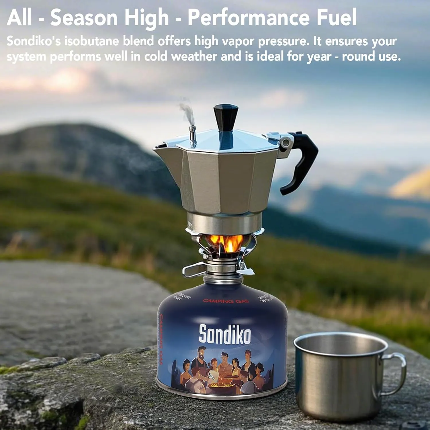 Sondiko Iso Butane Fuel Canister 230g 2 Pack, Camping Stove Fuel
