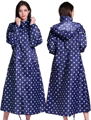 SOPPY Rain Coats for Women, Long Waterproof Raincoat Lightweight Hooded Rain Jacket for Hiking Travel Outdoor