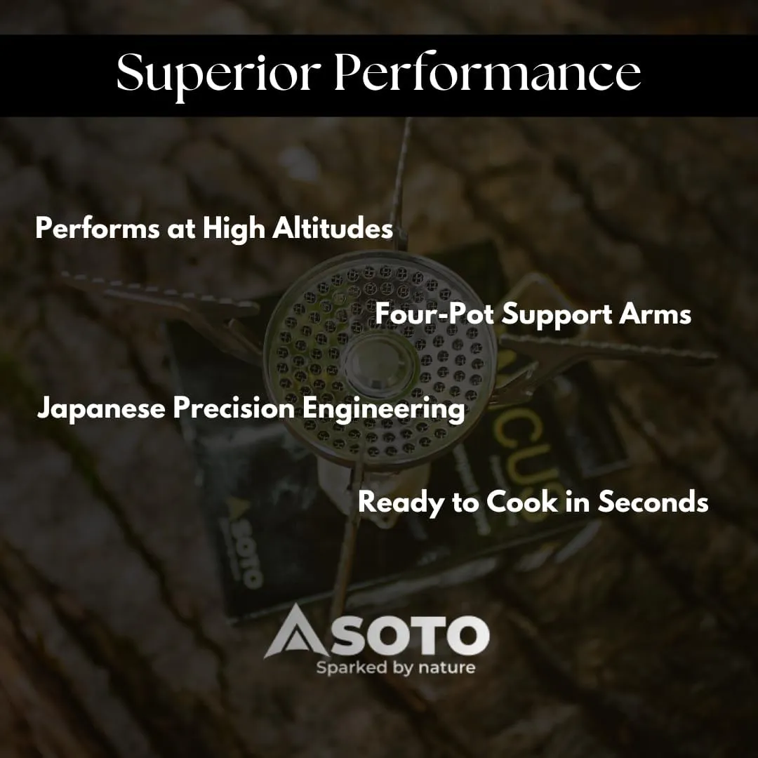 SOTO Amicus Stove with or without Igniter Camping Stove - Superior Under Windy Conditions, Shock Resistant, and Low-cost With High-end Performance Stove