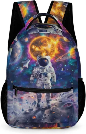 Space Astronaut Backpack for Boys Space Planet Rocket Solar System Galaxy Starry Stars Backpack, Kids Space Backpack for Boys Girls, Elementary Middle High School Bags Travel Backpack,16.5 Inch