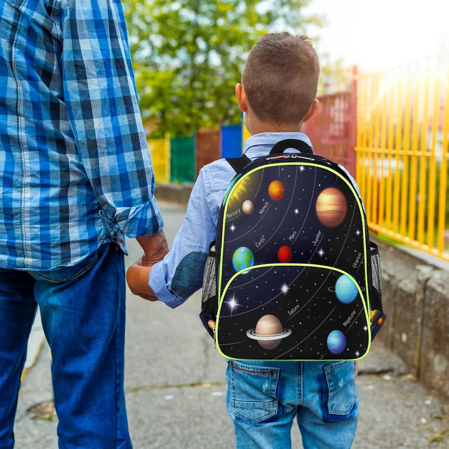 Space Backpack for Kids, Universe Galaxy Solar System Toddler Backpack for Boy Girl 14.2 In, Lightweight Waterproof Casual Daypack Preschool Elementary Kindergarten School Bookbag with Chest Strap