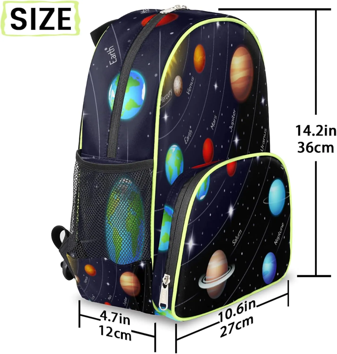 Space Backpack for Kids, Universe Galaxy Solar System Toddler Backpack for Boy Girl 14.2 In, Lightweight Waterproof Casual Daypack Preschool Elementary Kindergarten School Bookbag with Chest Strap