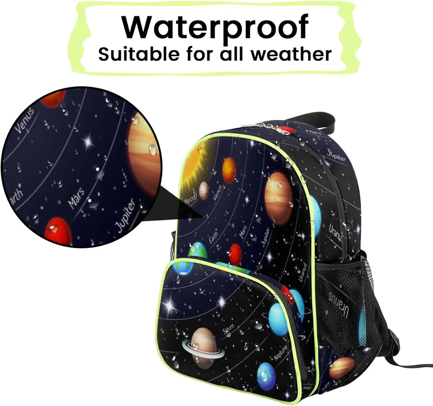 Space Backpack for Kids, Universe Galaxy Solar System Toddler Backpack for Boy Girl 14.2 In, Lightweight Waterproof Casual Daypack Preschool Elementary Kindergarten School Bookbag with Chest Strap