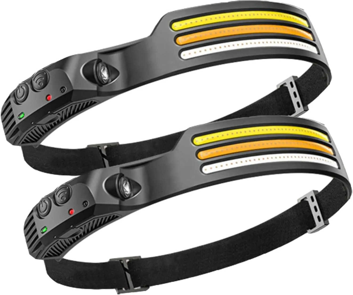 Spacebuddy Ultra-Light Motion-Sensing headlamp, Headlamps for Adults Rechargeable, Three Front-Facing LED Strips, 10mode Headlamps, Waterproof Portable Safety Helmet (2pc)
