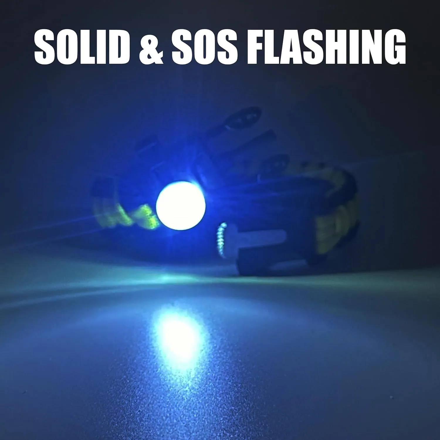 Spark and Shine Paracord Bracelet - Yellow - Bright LED SOS Light and Ferro Rod with Scraping Tool - Emergency Survival Whistle - 550 Paracord - Perfect Tool for The Outdoors (5)