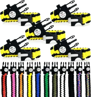 Spark and Shine Paracord Bracelet - Yellow - Bright LED SOS Light and Ferro Rod with Scraping Tool - Emergency Survival Whistle - 550 Paracord - Perfect Tool for The Outdoors (5)