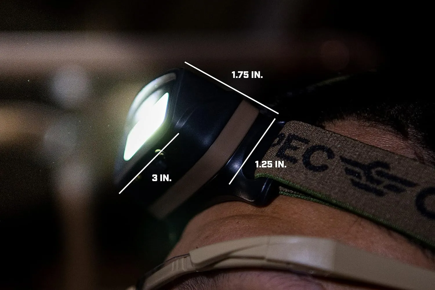 Spec Ops Tools Rechargeable LED Headlamp with Removable Light, 280 Lumens, Waterproof, Adjustable Headband, 2 Light Modes, 3% Donated to Veterans, Tan/Black