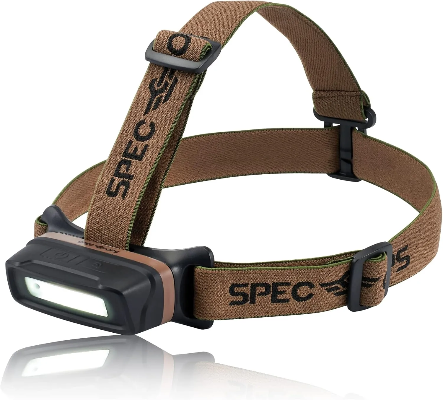 Spec Ops Tools Rechargeable LED Headlamp with Removable Light, 280 Lumens, Waterproof, Adjustable Headband, 2 Light Modes, 3% Donated to Veterans, Tan/Black