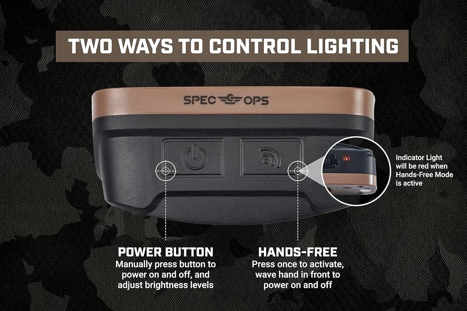Spec Ops Tools Rechargeable LED Headlamp with Removable Light, 280 Lumens, Waterproof, Adjustable Headband, 2 Light Modes, 3% Donated to Veterans, Tan/Black