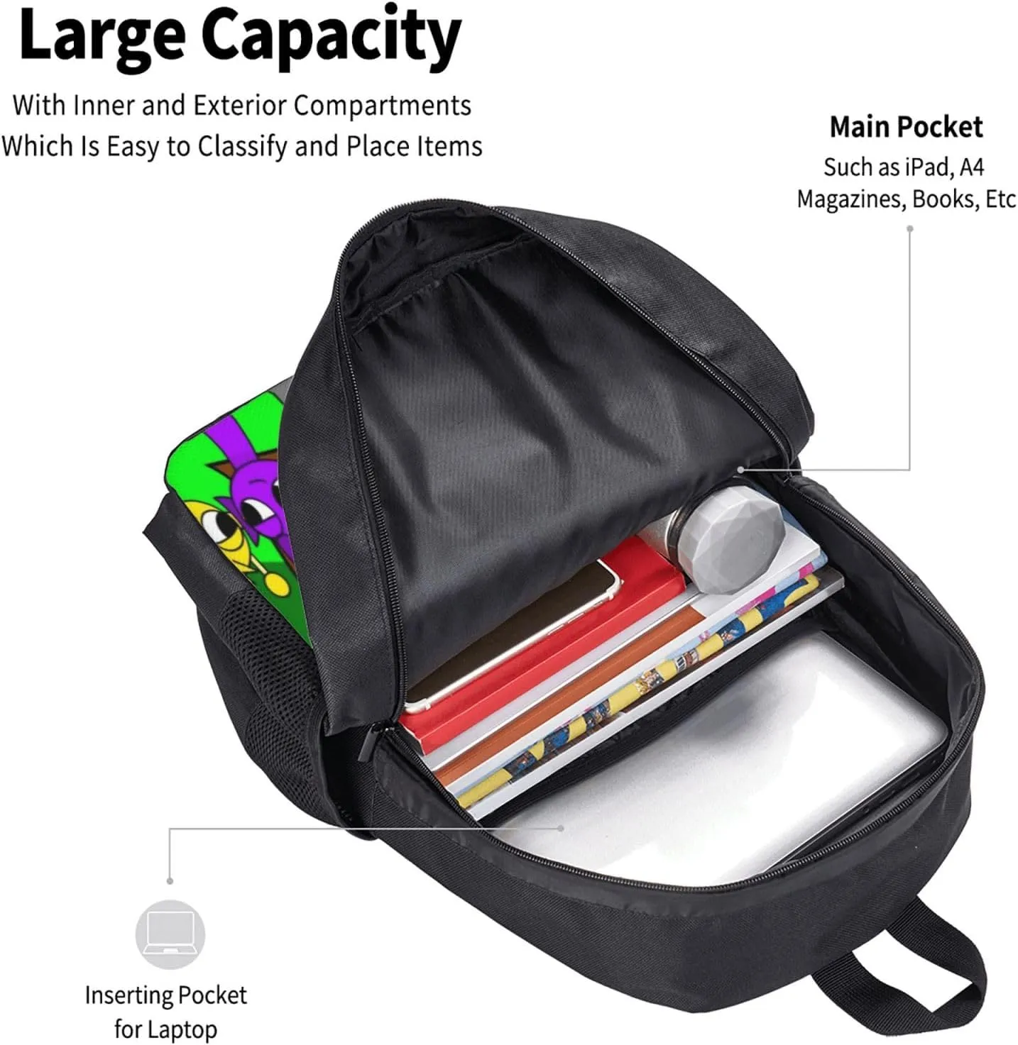 Sprunki Backpack Fashion Casual Travel Bag Classic Print Backpack