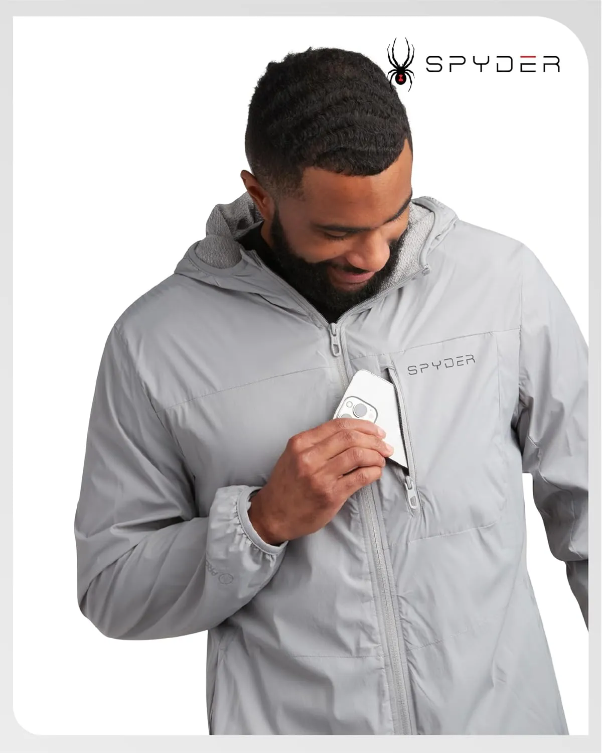 Spyder Mens Rain Jacket - Wind & Water Resistant Hooded Lightweight Rain Coats for Travel and Golf (Sizes: S-L)