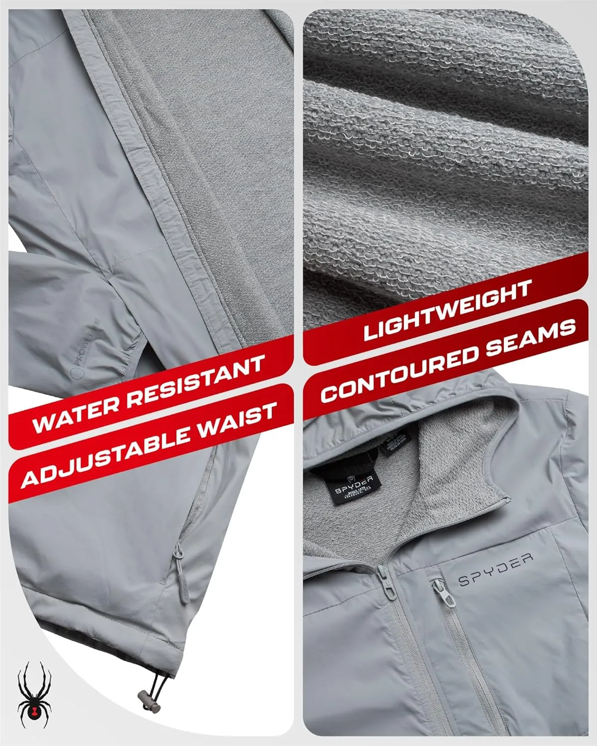 Spyder Mens Rain Jacket - Wind & Water Resistant Hooded Lightweight Rain Coats for Travel and Golf (Sizes: S-L)
