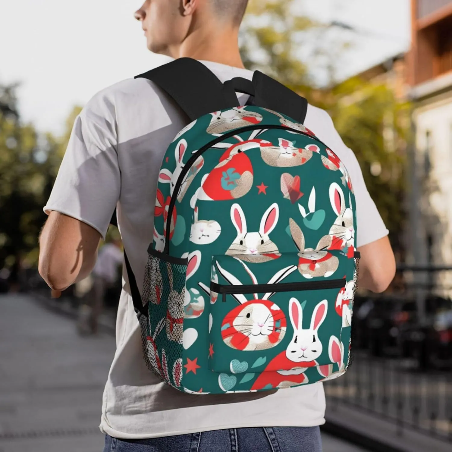 SSIMOO Bunny Rabbits Print Trendy Leisure Backpack Your Ideal Travel Companion,A Must-Have For Outdoor Travels