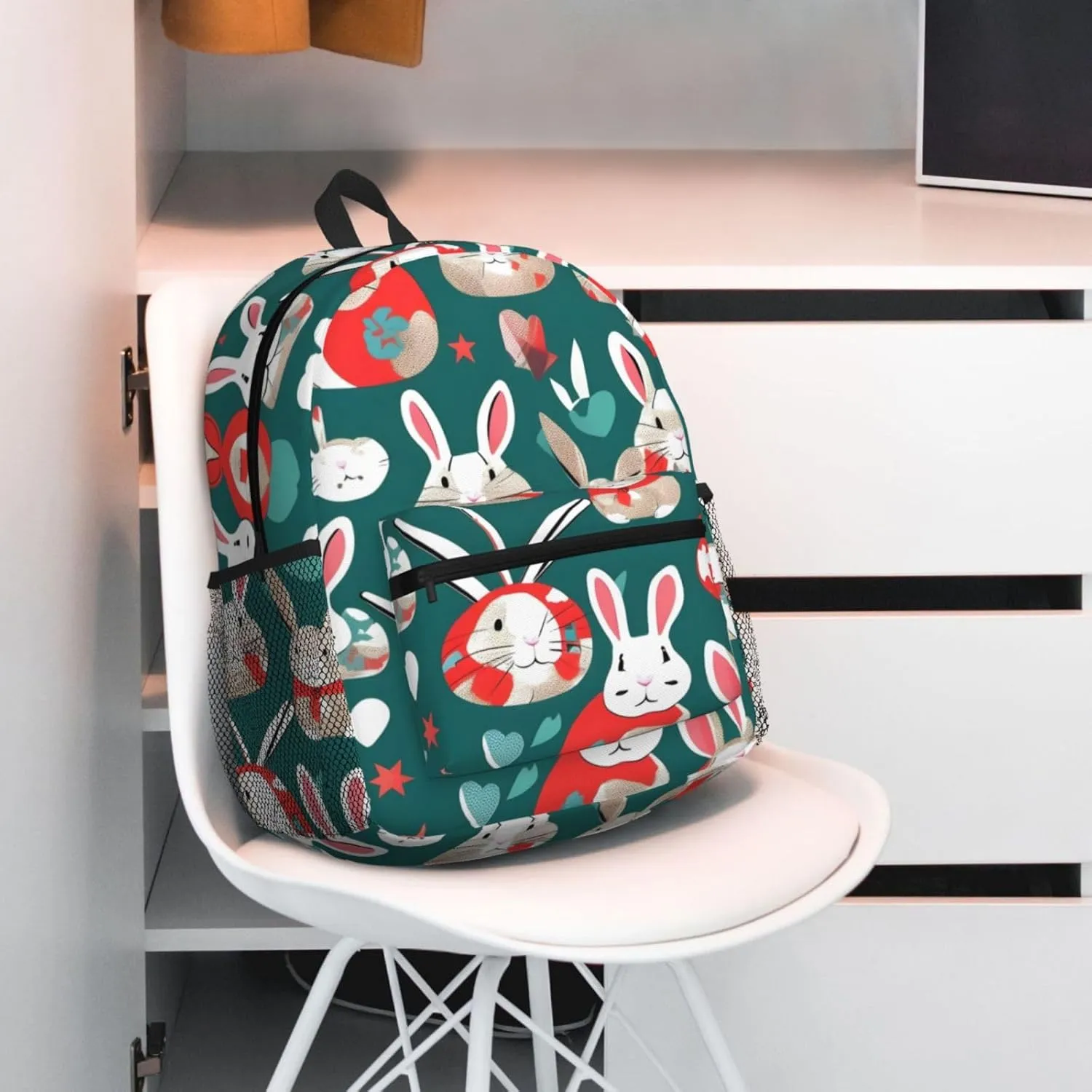 SSIMOO Bunny Rabbits Print Trendy Leisure Backpack Your Ideal Travel Companion,A Must-Have For Outdoor Travels