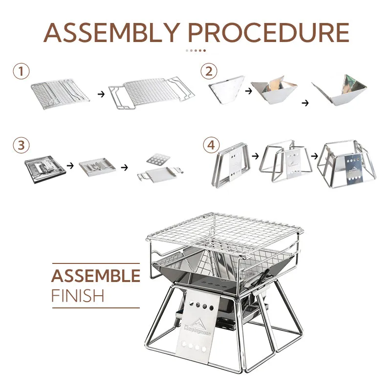 Stable Grill Mini Charcoal Campingmoon X-Mini Precision-engineered