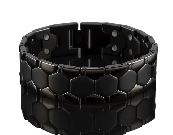 Stainless Steel Black 2-Row Magnetic Therapy Bracelet