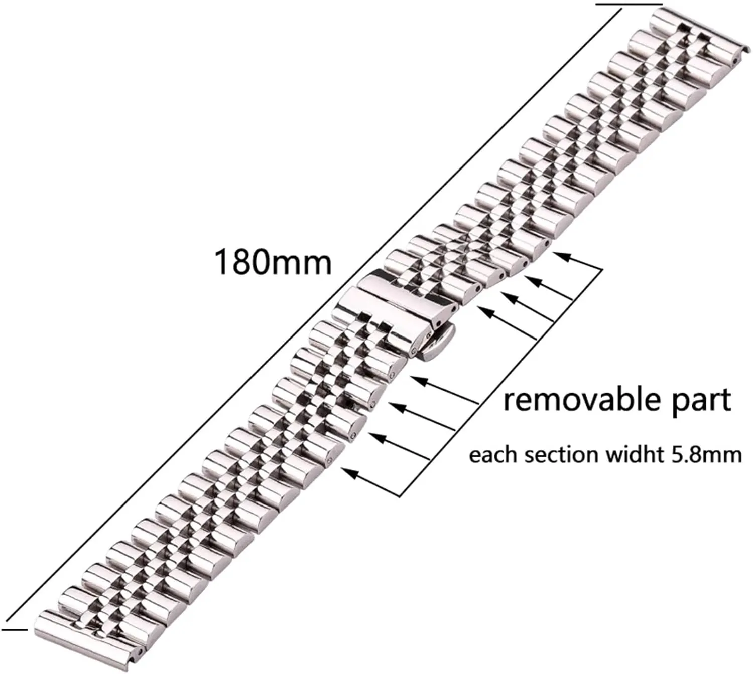 Stainless Steel Bracelet Watch Band Women Men Silver Polished Strap 16mm 18mm 19mm 20mm 21mm 22 mm Metal Watcband Accessories