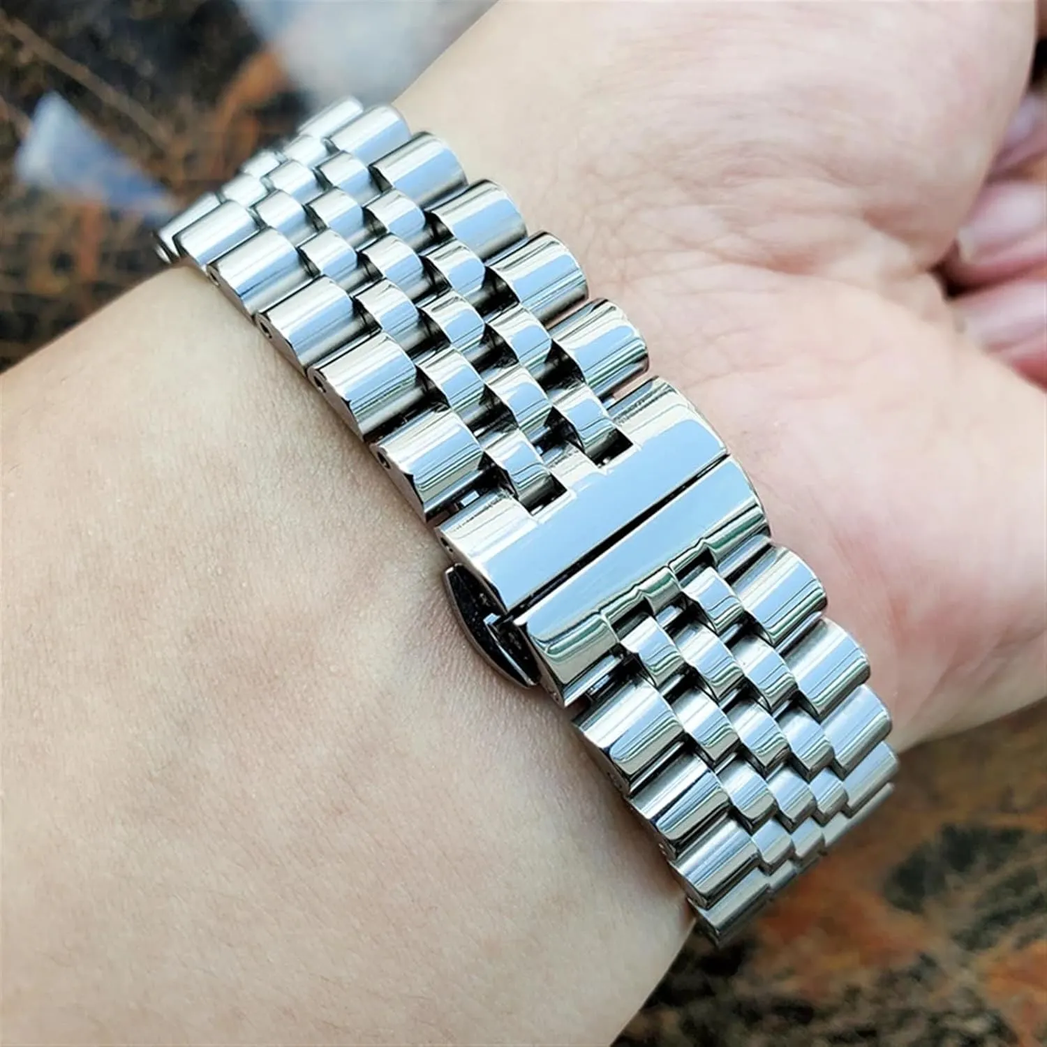 Stainless Steel Bracelet Watch Band Women Men Silver Polished Strap 16mm 18mm 19mm 20mm 21mm 22 mm Metal Watcband Accessories