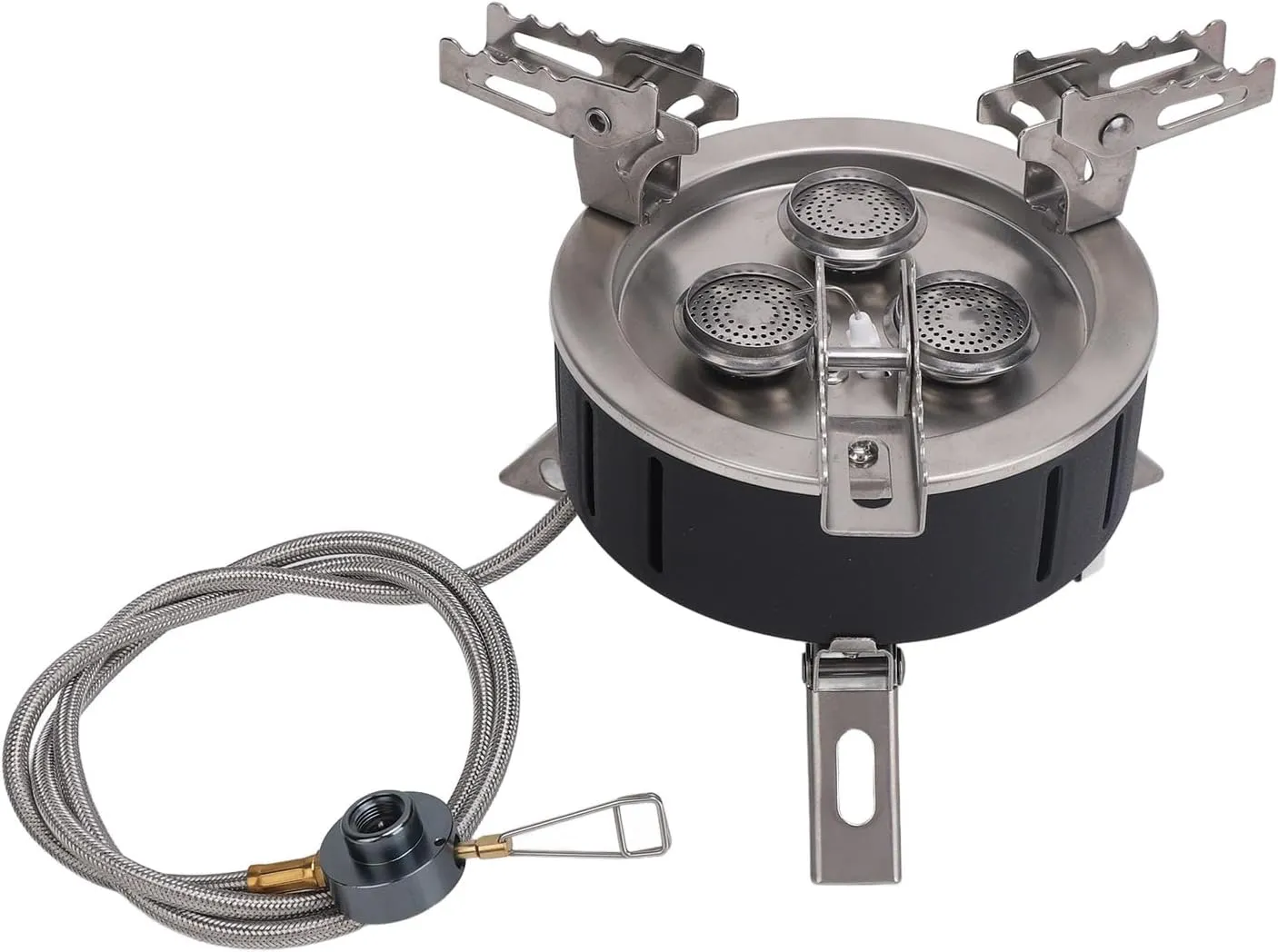 Stainless Steel Camping Gas Stove, 7800W Blue Flame Windproof Foldable with Piezo Ignition for Butane Gas Stove Outdoor Cooking Hiking and Picnic