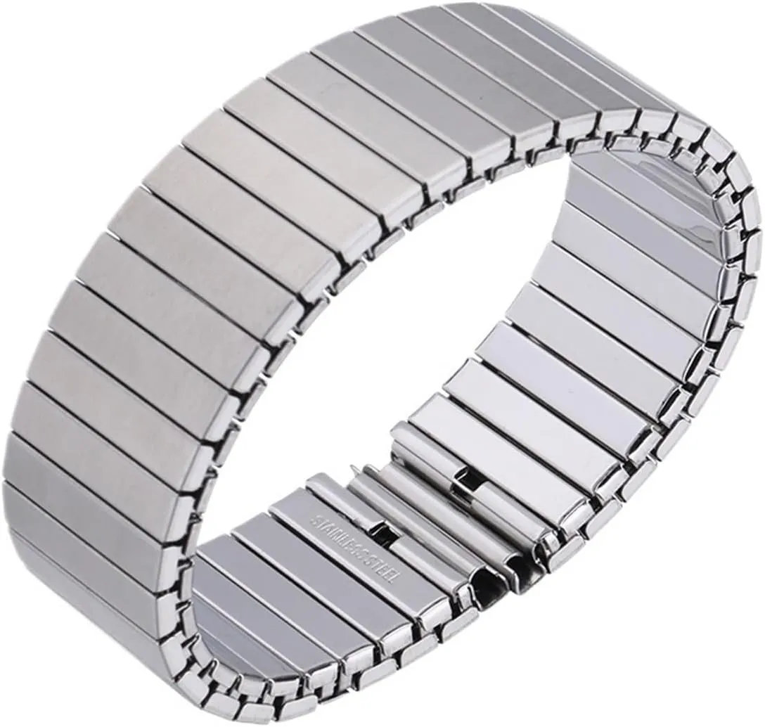 Stainless Steel Elastic Retractable Band 16mm 18mm 20mm 22mm Unisex Elastic Stretch Band Wristband Fits Smart Watch Traditional Watch