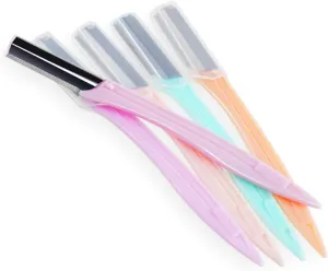 Stainless Steel Eyebrow Razor Set 4pcs Portable Trimmer for Women Makeup Tool Kit with Case