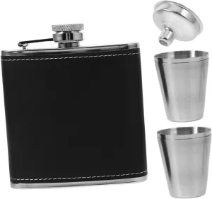 Stainless Steel Flask Set 6oz Wine Cup Flask with Funnel Camping Hiking Outdoor Beverage Container
