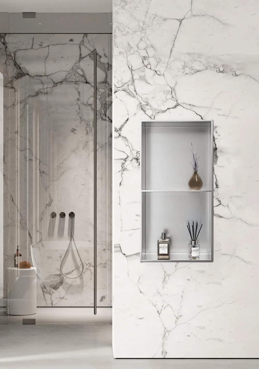 Stainless Steel Shower Niche 24" X 12" Brushed No Tile Needed Wall Niche Double Shelves Recessed Shower Shelf for Bathroom Storage Over Mount Installation