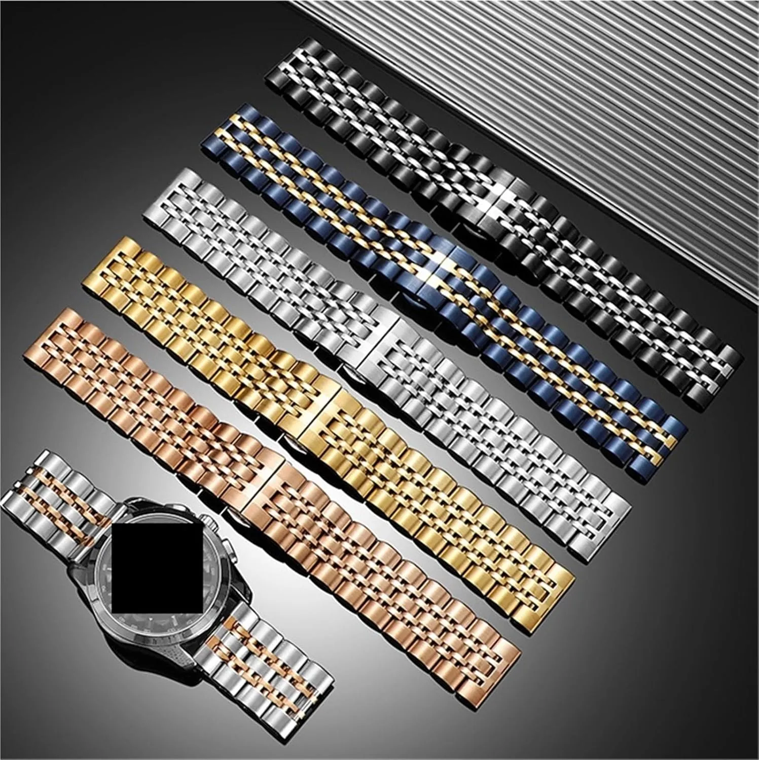 Stainless Steel Solid Steel Band Suitable for Smart Watch Quartz Watch Men's Women's 20mm 22mm Universal Watch Band Watch Replacement Accessories