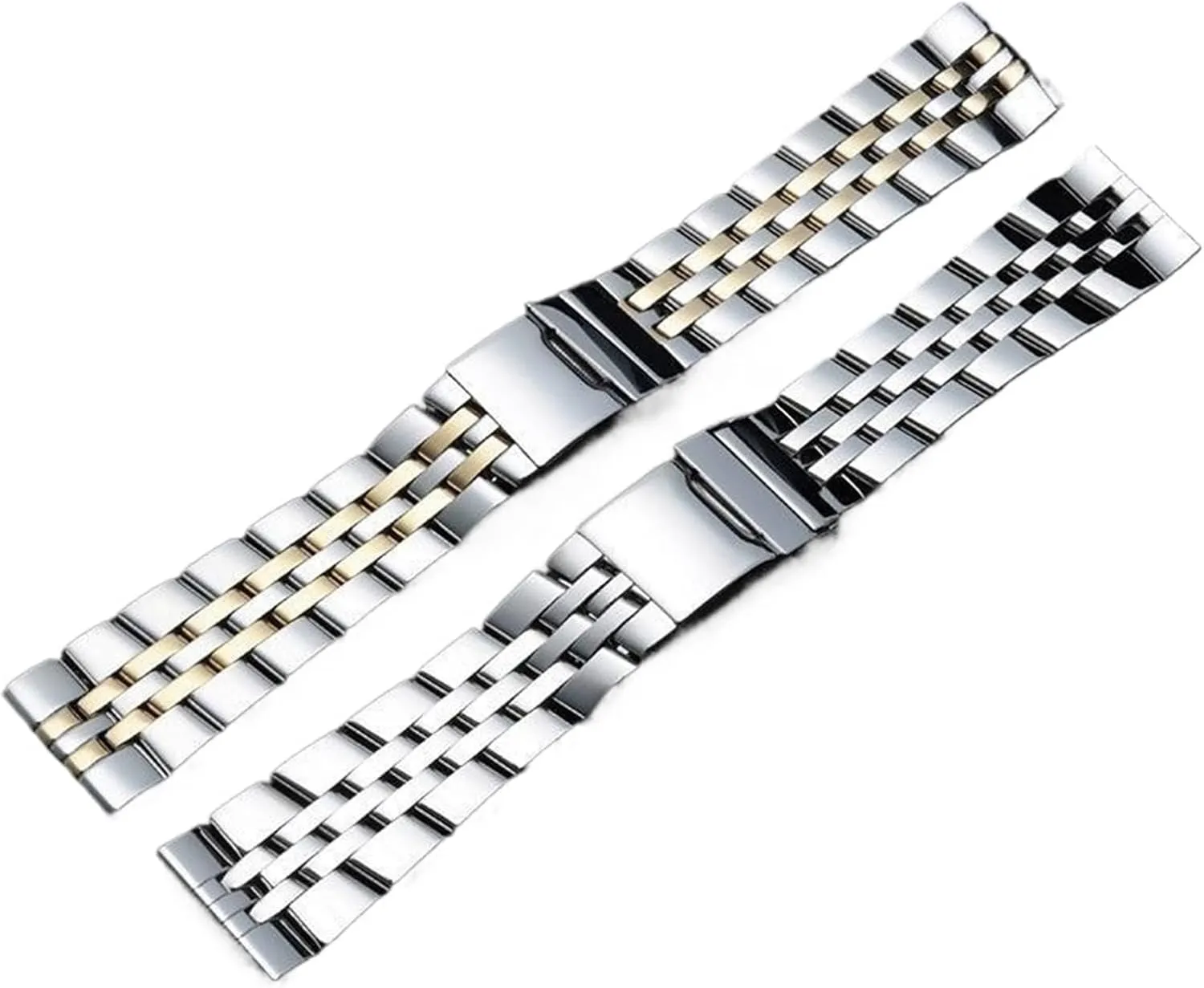 Stainless Steel Strap 20mm 22mm 24mm Universal Wristband Silver Gold Solid Metal Strap Mens Womens Bracelet