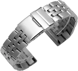 Stainless Steel Strap 20mm 22mm 24mm Universal Wristband Silver Gold Solid Metal Strap Mens Womens Bracelet