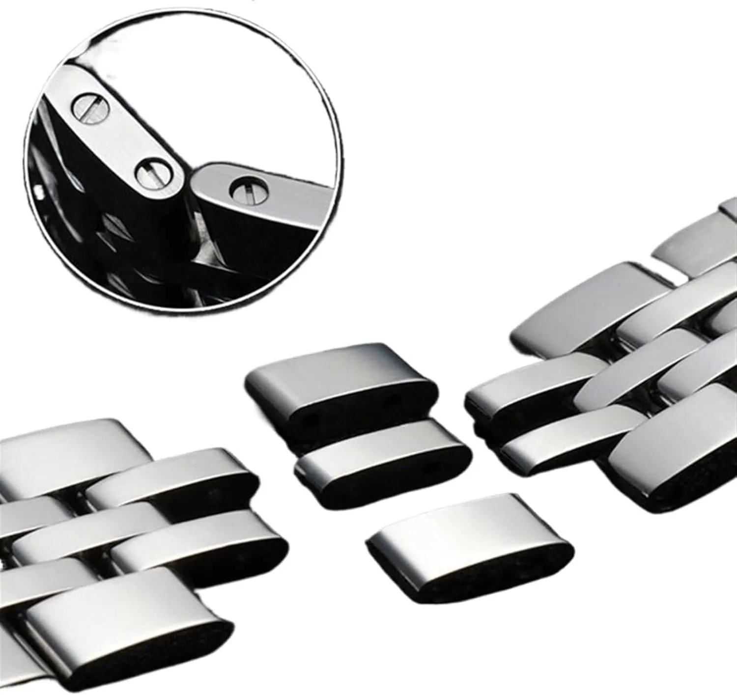 Stainless Steel Strap 20mm 22mm 24mm Universal Wristband Silver Gold Solid Metal Strap Mens Womens Bracelet